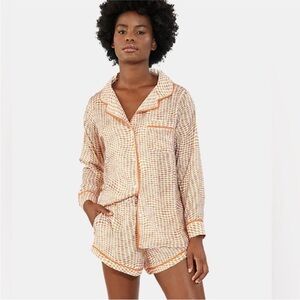 Plush Revolve brand Orange and White Polka Dot and shorts PJ set